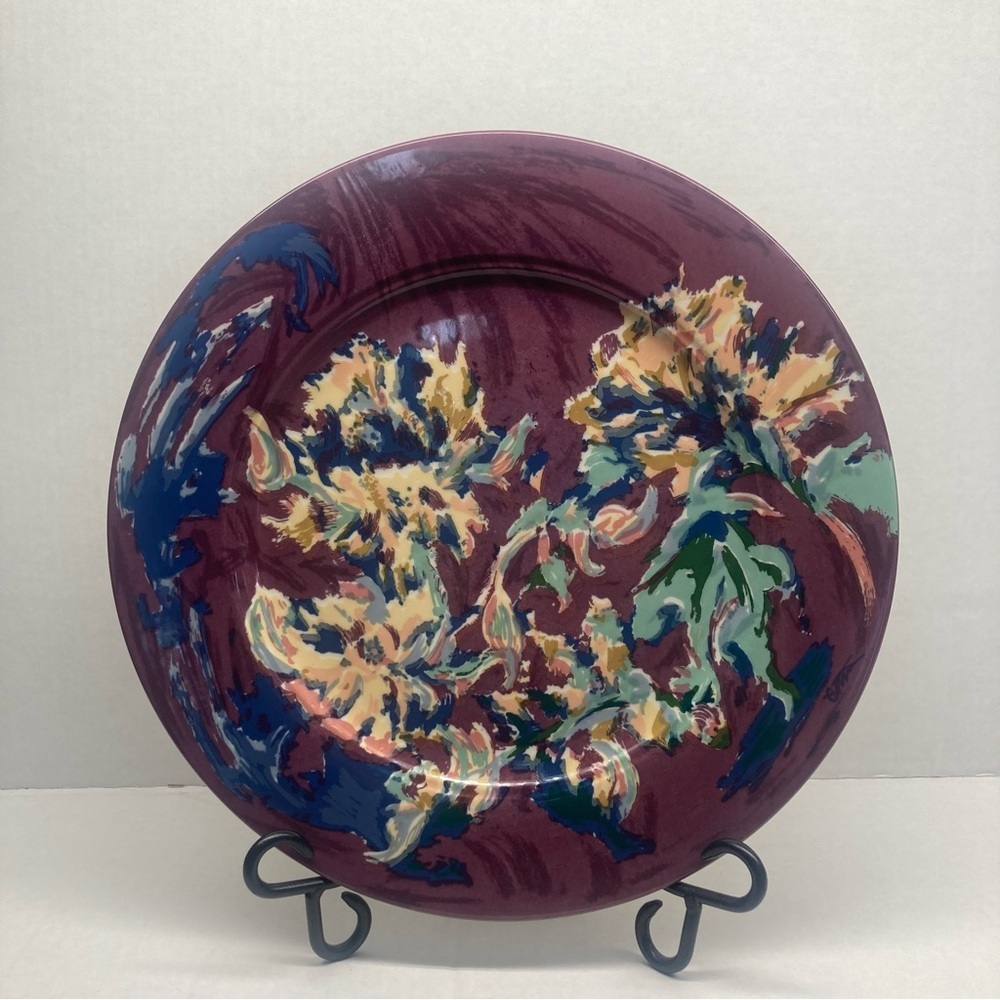 Homer Laughlin Seville 12" Round‎ Platter Plate Rare Purple Floral Signed